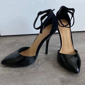 Black ankle strap heels